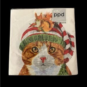 PPD Germany Erika Cat & Squirrel - Lot of 40 Beverage Napkins Christmas